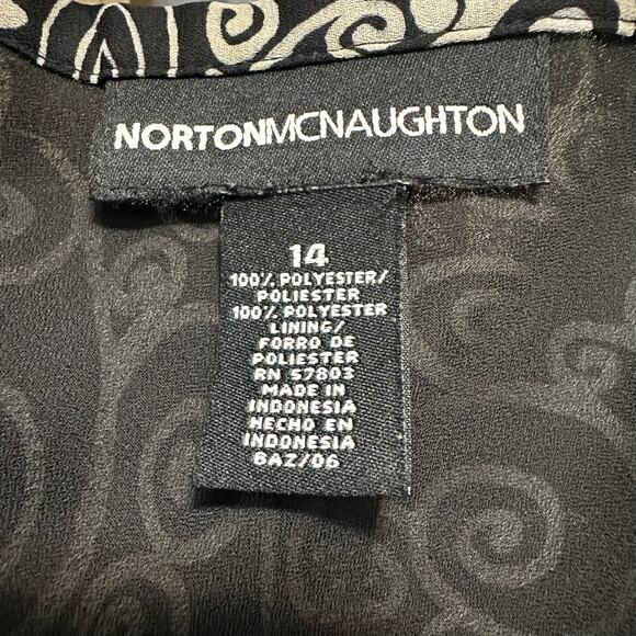 Norton McNaughton Maxi Skirt Black & Gray Swirls Ruffle Hem Size 14 - Picture 4 of 6